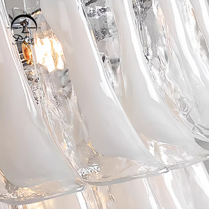 Lustres en verre de Murano pour hôtel, modernes, en fer et verre, ampoules halogènes 3500K blanc chaud, luminaire suspendu pour <span class=keywords><strong>salon</strong></span> central - Product Image 3