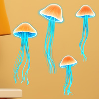 Autocollant mural PVC méduse lumineuse bleue étanche auto-adhésif pour salon, chambre et bureau - Vente en gros transfrontalière