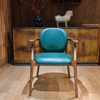 JP Chaise de salle à manger de style nordique minimaliste Turquoise Tissu doux Siège rembourré Confortable Bois de première qualité pour Restaurant Villa Utilisation