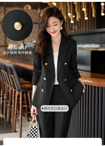 유홍 S-4XL 여성용 긴팔 정장 바지 정장 인터뷰 영업직업복 - Product Image 3