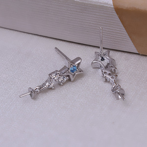 Boucles d'oreilles en argent S925 Cupid Love Arrow pour femmes, accessoires en perles DIY, 6-8, boucles d'oreilles simples, boucles d'oreilles vides, accessoires de bijoux, 1165 - Product Image 2
