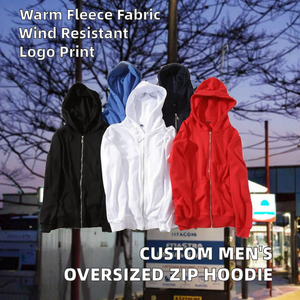 Wholesale Custom Color Logo Men Printed Oversized Solid Oem Zipper Hoodie Unisex High Quality Windproof Pullover Zip Hoodie - Product Image 2