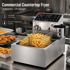 Freidora Eléctrica Automática de Sobremesa de 8L con Elevación Automática, 3.5KW, Acero Inoxidable, Doble Cesta, para Restaurantes, Suministro Integral - Product Image 4