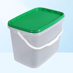 Seau rectangulaire en plastique de 9 L avec couvercle détachable, impression IML blanche, tambour/seau/baril - Product Image 1