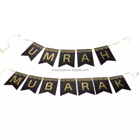 Décorations du Ramadan, ensemble de vaisselle jetable en papier doré, bannière Umrah Mubarak, carte de vœux, assiettes, gobelets, fournitures pour fête musulmane