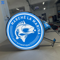 Enseigne lumineuse circulaire en acier inoxydable avec logo personnalisé pour la publicité extérieure des commerces
