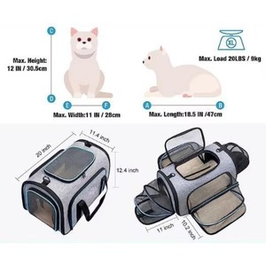 Free Sample Pet <b>Carrier</b> 4 Sides Expandable Pet <b>Carrier</b> <b>Soft</b>-Sided Dog <b>Cat</b> <b>Carrier</b> Travel Bag with Shoulder Strap Fleece Pet - Product Image 3