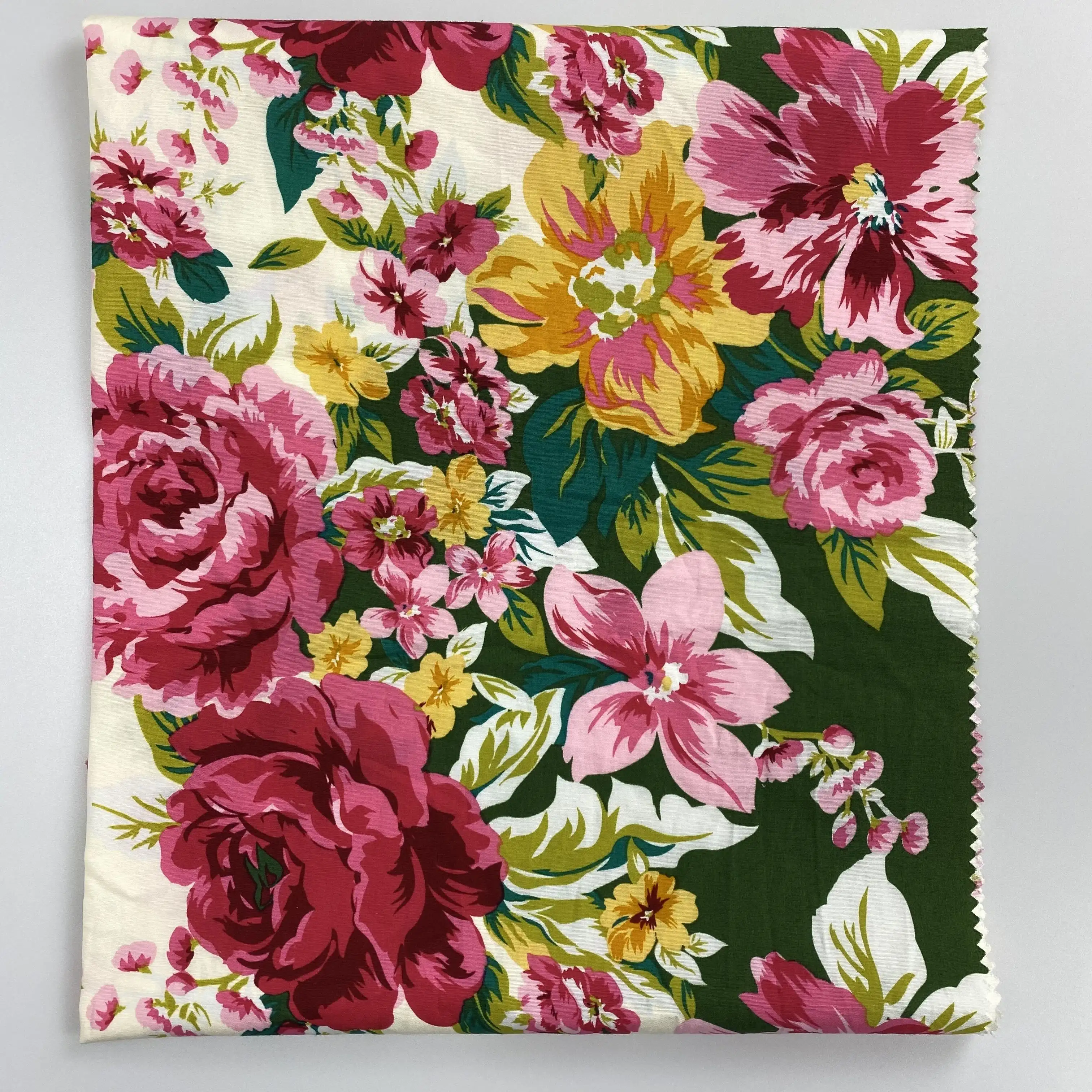 100 popeline de coton 40SX40S soie imprimée florale fini popeline de coton peigné organique 108gsm tissu pour robe de chemises