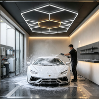 Système d'éclairage LED hexagonal industriel pour lavage de voitures, 6500K, à intensité variable, pour atelier automobile, garage, station