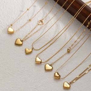 Collier personnalisé résistant à l'eau plaqué or 14k 18k en acier inoxydable 316l avec pendentif en forme de cœur pour femmes - Product Image 1
