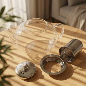 Carafe à café en verre sodocalcique écologique grande capacité 1200 ml avec infuseur mobile et couvercle transparent, ensemble café-thé NOVEDO style Moyen-Orient - Product Image 4