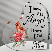 Plaque en acrylique transparente en forme de cœur pour décoration de table, texte et logo personnalisés, idéale pour Noël, la fête des Mères, cadeau pour la maison - Vente en gros