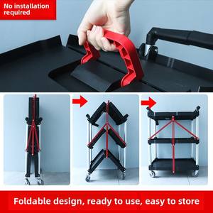 Stille Vierwielige Opvouwbare Mobiele Werkbank Buiten Plastic Gereedschapskar Voor Live Uitgezonden Fotografische Apparatuur Mobiele <span class=keywords><strong>Trolley</strong></span> - Product Image 3