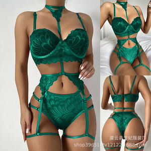Femme Ensemble de sous-vêtements rembourrés <span class=keywords><strong>Jarretière</strong></span> Femme Broderie Push up Bras G-String Culotte Sous-vêtements Femmes Lingerie Sexy - Product Image 3