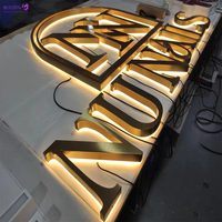 Tanda Halo Backlit Kustom untuk Toko Roti, Logo LED 3D Stainless Steel dengan Lampu Latar, Tahan Air, untuk Toko Kue dan Kopi, Pemasangan di Dinding