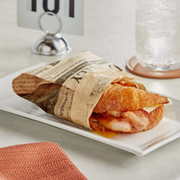 Feuilles de papier alimentaire imprimées sur mesure style journal, format découpé sur mesure, emballage pour sandwichs et charcuteries avec logo personnalisé, vente en gros