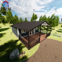 Maison conteneur préfabriquée pliable et extensible à panneaux sombres avec grande véranda, cabane spacieuse pour invités, idéale pour les vacances dans le jardin