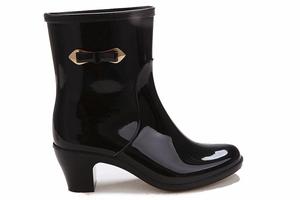 <span class=keywords><strong>Femme</strong></span> mignon talons extérieur imperméable pvc demi <span class=keywords><strong>pluie</strong></span> chaussures pour dame - Product Image 2