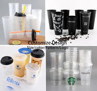 Gobelets en plastique PET à paroi simple, écologiques, jetables et personnalisés, avec couvercles à bulles pour boissons, thé au lait, café, jus - Tailles 16 oz