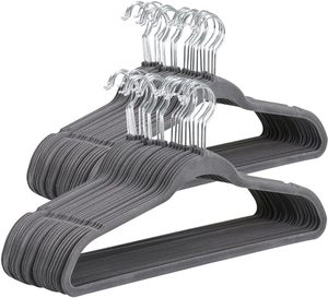 Perchas de Terciopelo Antideslizantes Reforzadas para Abrigos y Trajes, Perchas Ahorradoras de Espacio con Giro de 360 Grados °   Gancho Giratorio - Product Image 1