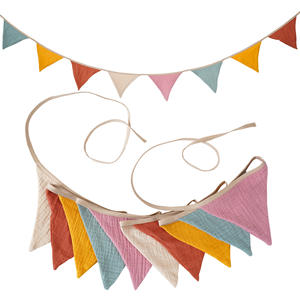 12pcs Wholesale Kids Birthday <strong>Bunting</strong> Baby <strong>Nursery</strong> <strong>Bunting</strong> Organic Cotton Muslin <strong>Bunting</strong> - Product Image 4