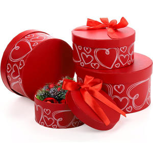 B683 Rote starre runde Geschenk boxen mit Deckel Nesting Stack able Flower Ribbon Arrangements Hochzeit Valentinstag Runde Boxen Verpackung - Product Image 1