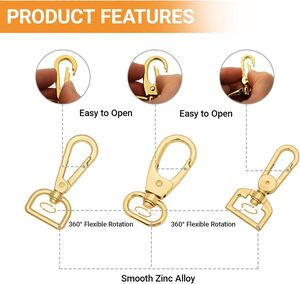 Pcs Purse Hardware Metal Swivel <b>Snap</b> <b>Hooks</b> Kit With D O Oval Square Rings Slide Buckles Swivel Clasp Buckle For Bag Making Gold - Product Image 3