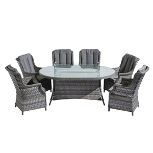 Aluminium <strong>Garden</strong> Furniture Patio Metal Rattan Armchairs with <strong>Round</strong> Fire Pit <strong>Table</strong> Outdoor Wicker Dining Set with Fire Pit <strong>Table</strong> - Product Image 6