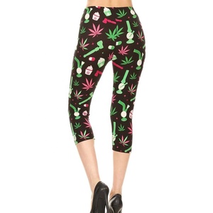 PIHA SPORTS Women Mid Waist Soft Knee-Length Leggings-<b>Tummy</b> <b>Control</b> Anti-Bacterial Breathable Elastic Slimming Reg/Plus Size - Product Image 3