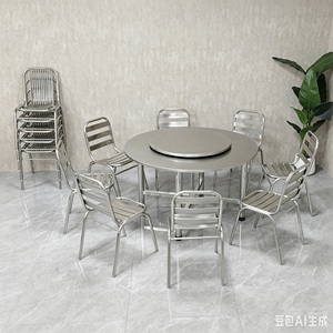 Table à manger ronde pliable en acier inoxydable, table séparable avec plateau tournant Lazy Susan, grande table <span class=keywords><strong>de</strong></span> repas pour Food Street - Product Image 5