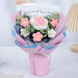 Regalos Personalizados, <span class=keywords><strong>Flores</strong></span> Hechas a Mano con Luces LED, Ramo de <span class=keywords><strong>Flores</strong></span> Tejidas a Crochet para el Día del Padre, Regalos Románticos - Product Image 2