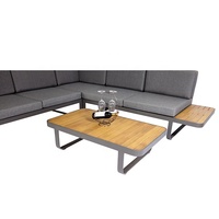 Ensemble Canapé d'Angle Modulable de Luxe pour Terrasse, Fauteuil Salon Extérieur en Bois de Teck et Aluminium, Forme en L pour Jardin