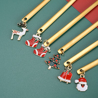 Lot de 2 couverts de Noël en gros, cuillère et fourchette en acier inoxydable avec pendentif Père Noël, vaisselle à thème de Noël
