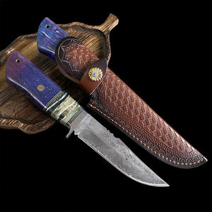 Şam bıçak sabit bıçak bıçaklar yürüyüş avcılık açık Survival bıçaklar deri çantası ile - Product Image 1