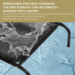 Langlebiges Erhöhtes Faltbares Atmungsaktives Netzgewebe Edelstahl Rechteckiges Haustierbett für Hunde Katzen Abnehmbar Waschbar Karton - Product Image 3