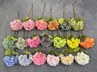 Hydrangea artificielle en soie orange brûlée 3D de haute qualité, tige unique, pour la décoration d'événements