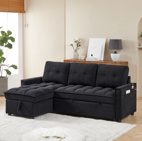 Black + Chenille + Foam + 3 Seat