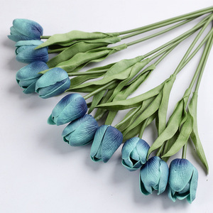 A-586 de tulipán Artificial de tacto Real para decoración del hogar, tulipán Artificial de 13,4 pulgadas, blanco, amarillo, naranja, Mini PU, para fiesta de boda, oferta - Product Image 5