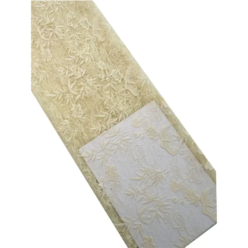 Hochwertige Pailletten Spitzenstoff Golden Netz Stickerei Organza Stoff zur Herstellung von Kleid Hochzeit