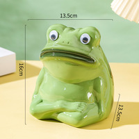 Figurine de grenouille en céramique Dopamine - Style dessin animé - Tirelire pour enfants - Décoration parfaite pour le salon, la table basse et le meuble TV - Cadeau