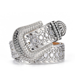 Cinturones <span class=keywords><strong>de</strong></span> Mujer <span class=keywords><strong>con</strong></span> Decoración <span class=keywords><strong>de</strong></span> <span class=keywords><strong>Diamantes</strong></span>, Cinturón Vaquero Occidental <span class=keywords><strong>de</strong></span> <span class=keywords><strong>Diseño</strong></span> Brillante para Hombre, Estilo Clásico Unisex, Moderno para Adultos - Product Image 4