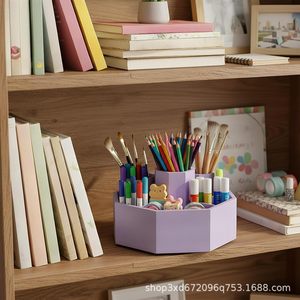Boîte de rangement transfrontalière en bois pour pinceaux de bureau, boîte à crayons multifonctionnelle en bois massif, porte-crayons rotatif en bois pour crayons de couleur - Product Image 3