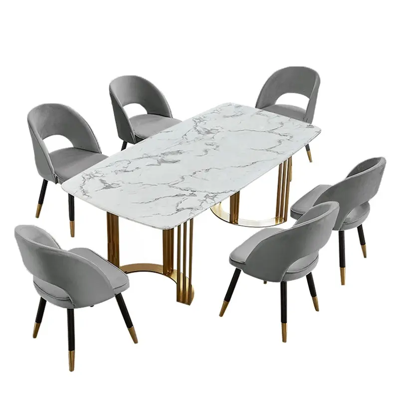 Mesa de comedor moderna de lujo para 12 personas, mueble de 6 plazas