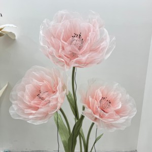 Flor Gigante de Organza con Tallo, Flor de Seda Grande y Estética para Decoración de Bodas y Escaparates - Product Image 1