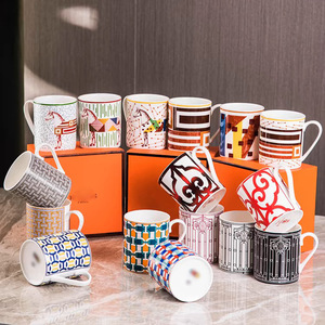 Tazza Europea di Lusso Semplice, Tazza per Latte e Colazione, Ceramica a Mosaico, Fine Porcellana Bone China, Confezione Regalo H-Family - Product Image 1