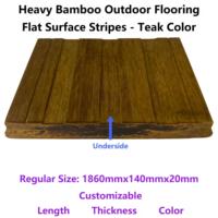 Plancher de terrasse extérieur en bambou massif, surface lisse, pour toits, quais, bord de lac, maisons d'hôtes, parcs, 1860x140x20mm, épaisseur personnalisable