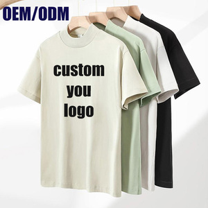 T-shirt en coton uni à col rond pour homme, col étroit, manches courtes, décontracté, personnalisable, impression en gros pour hommes - Product Image 1