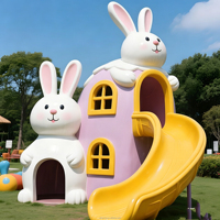 CA010 Escultura de Dibujos Animados Personalizada de Conejo con Tobogán para Niños, para Parques, Jardines de Infancia y Áreas de Juego Comerciales