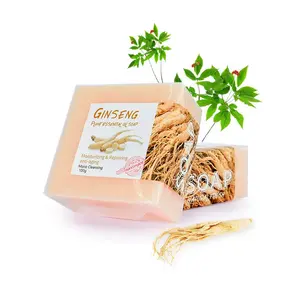 Mzel, venta al por mayor, Etiqueta Privada, 100g, jabón de aceite esencial de plantas, jabón facial blanqueador de Ginseng a base de hierbas orgánico Natural hecho a mano