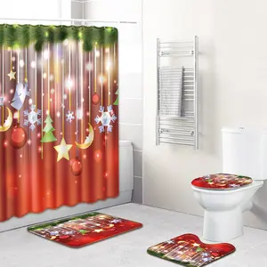 Wholesale 3d,Luxury Shower Curtain,Bathroom Four Set Home Decor washable Dropship Bath 4pieces Curtains Set /